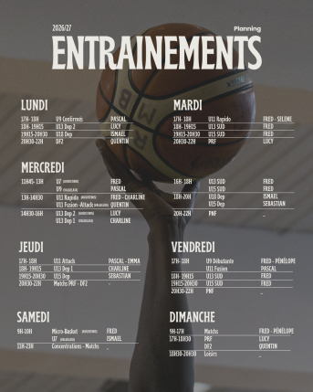 Planning d'entrainements